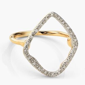 Monica Vinader Riva Hoop Diamond Ring, Yellow Gold, Size 9, NEW IN BOX WITH TAGS